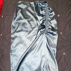 Teal silk skirt